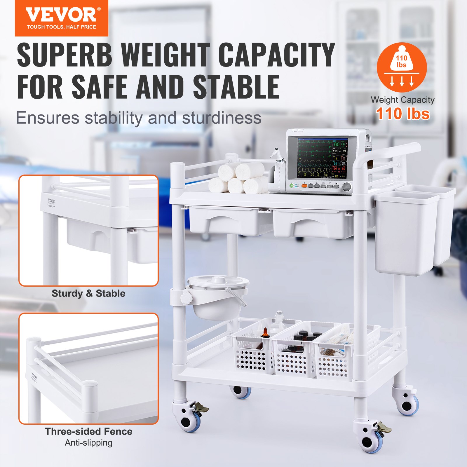 Medical Labs - 2 Tiers Lab Carts, Lab Utility