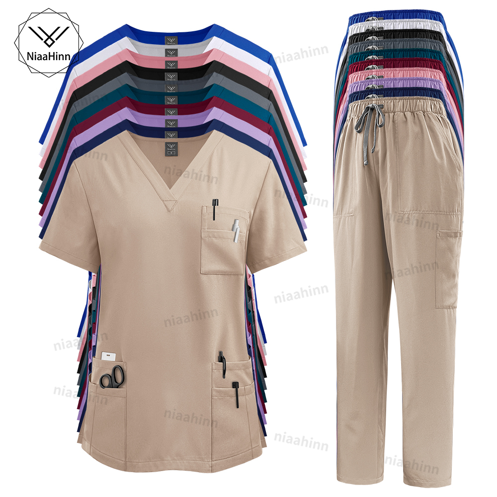 Medical Lab Coat - Multicolor Scrubs Uniform Women Short Sleeve