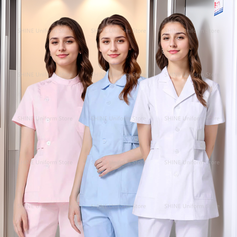 Pink Short Scrubs Set Nurse Do - đánh giá và giá Medical Lab Coats